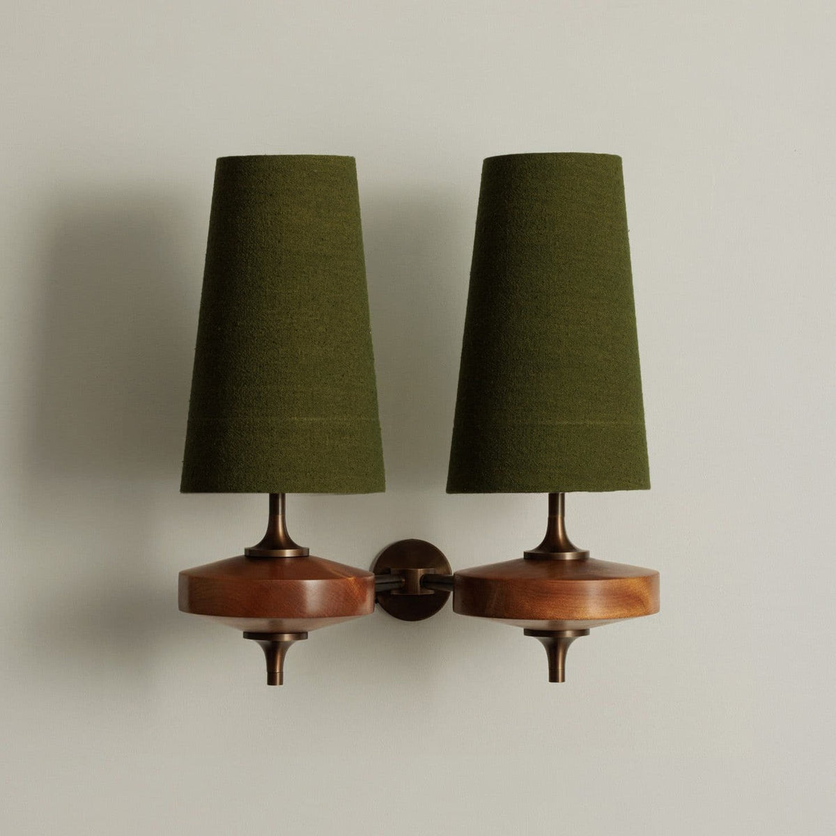 Tamsin | Walnut Wall Sconce, Fabric Shade Bedside Wall Lamp