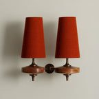 Tamsin | Walnut Wall Sconce, Fabric Shade Bedside Wall Lamp