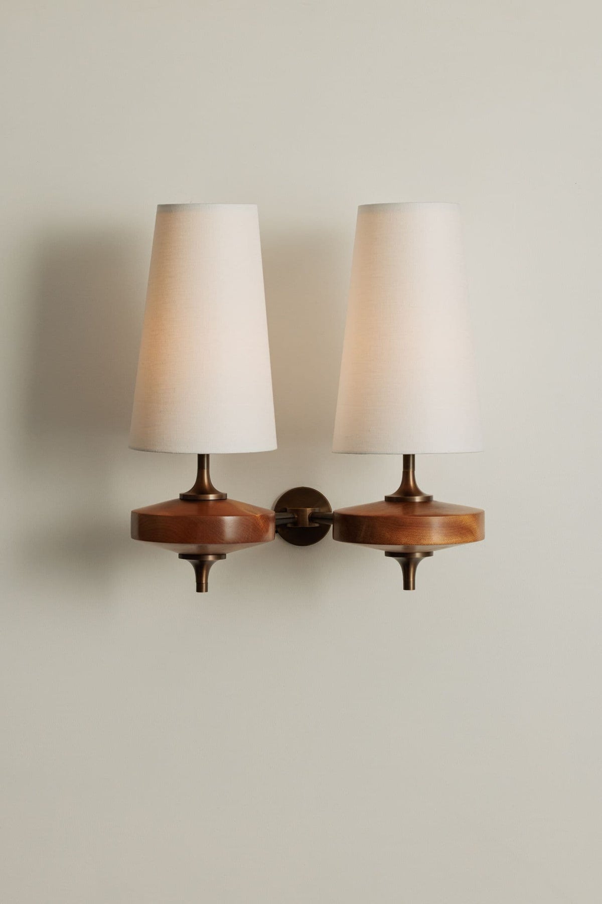 Tamsin | Walnut Wall Sconce, Fabric Shade Bedside Wall Lamp