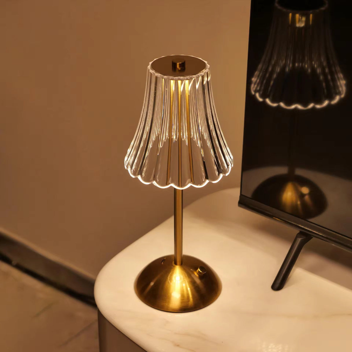 Vienna | Cordless Crystal Table Lamp, Gold Bedside and Dining Lamp