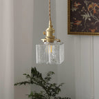 Jewel | Hammered Glass Brass Pendant Light, Mini Kitchen Island Lamp for Dining Room and Entryway