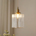 Jewel | Hammered Glass Brass Pendant Light, Mini Kitchen Island Lamp for Dining Room and Entryway