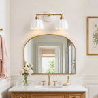Lior | Ceramic Wall Sconce, Vintage Scalloped Flower Brass Wall Light, Bathroom Vanity Light