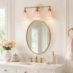 Lior | Ceramic Wall Sconce, Vintage Scalloped Flower Brass Wall Light, Bathroom Vanity Light