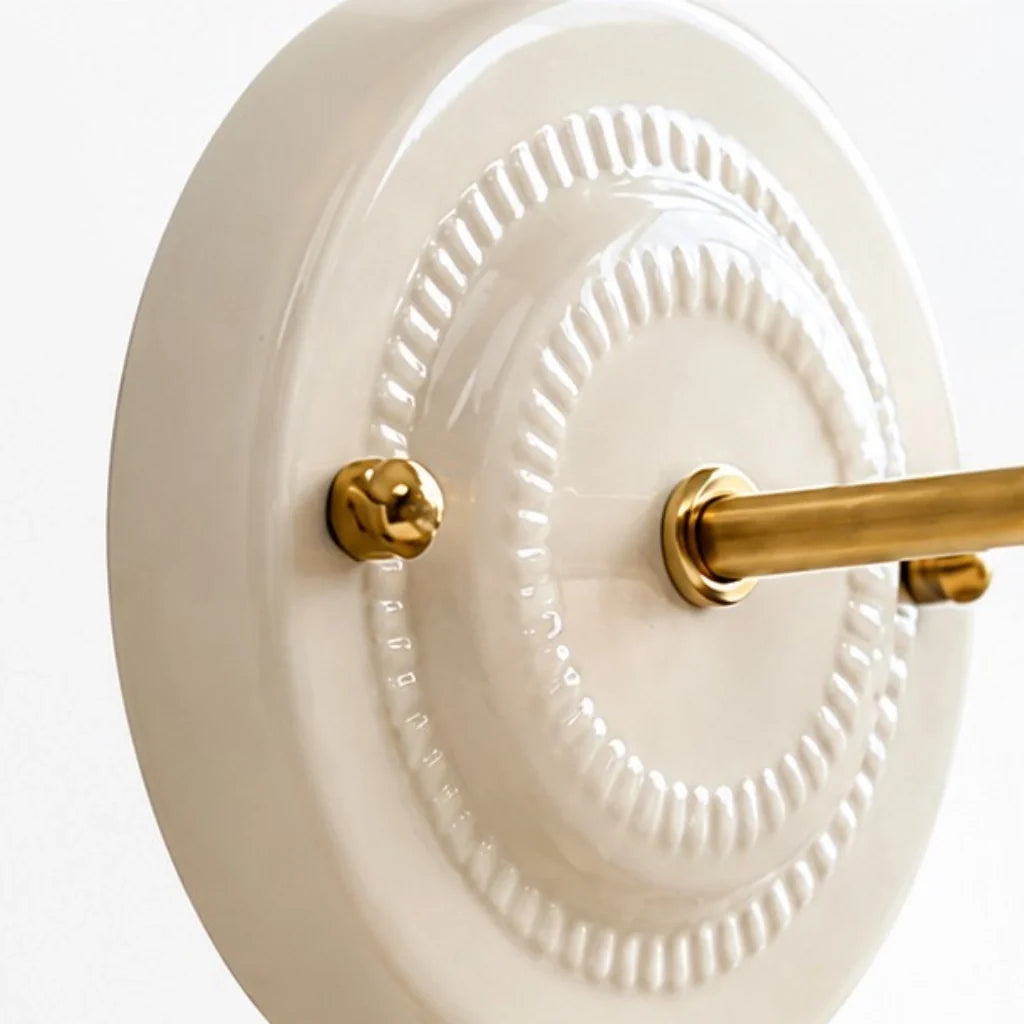 Lior | Ceramic Wall Sconce, Vintage Scalloped Flower Brass Wall Light, Bathroom Vanity Light