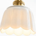 Lior | Ceramic Wall Sconce, Vintage Scalloped Flower Brass Wall Light, Bathroom Vanity Light