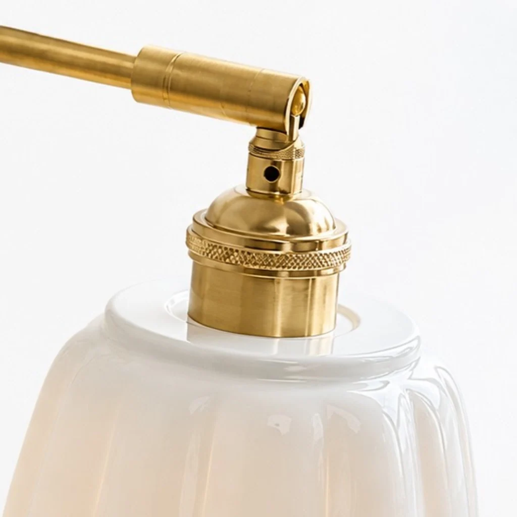 Lior | Ceramic Wall Sconce, Vintage Scalloped Flower Brass Wall Light, Bathroom Vanity Light