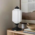 Lumi | Ribbed Glass Table Lamp, French Vintage Bedside Lamp with Brass Base, Milk Glass Desk Lamp