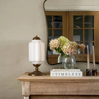 Lumi | Ribbed Glass Table Lamp, French Vintage Bedside Lamp with Brass Base, Milk Glass Desk Lamp