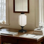 Lumi | Ribbed Glass Table Lamp, French Vintage Bedside Lamp with Brass Base, Milk Glass Desk Lamp