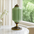 Lumi | Ribbed Glass Table Lamp, French Vintage Bedside Lamp with Brass Base, Milk Glass Desk Lamp