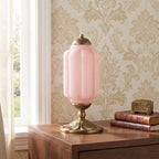 Lumi | Ribbed Glass Table Lamp, French Vintage Bedside Lamp with Brass Base, Milk Glass Desk Lamp