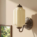 Opaline | Milk Glass Wall Sconce, Vintage Brass Bathroom Vanity Light, Ribbed Glass Bedroom Wall Light
