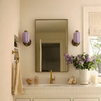 Opaline | Milk Glass Wall Sconce, Vintage Brass Bathroom Vanity Light, Ribbed Glass Bedroom Wall Light