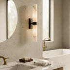 Dani | Alabaster Wall Sconce, Double Tube Bathroom Vanity Light, Modern Brass Wall Light for Bedroom