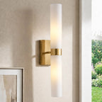 Dani | Alabaster Wall Sconce, Double Tube Bathroom Vanity Light, Modern Brass Wall Light for Bedroom