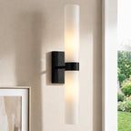 Dani | Alabaster Wall Sconce, Double Tube Bathroom Vanity Light, Modern Brass Wall Light for Bedroom