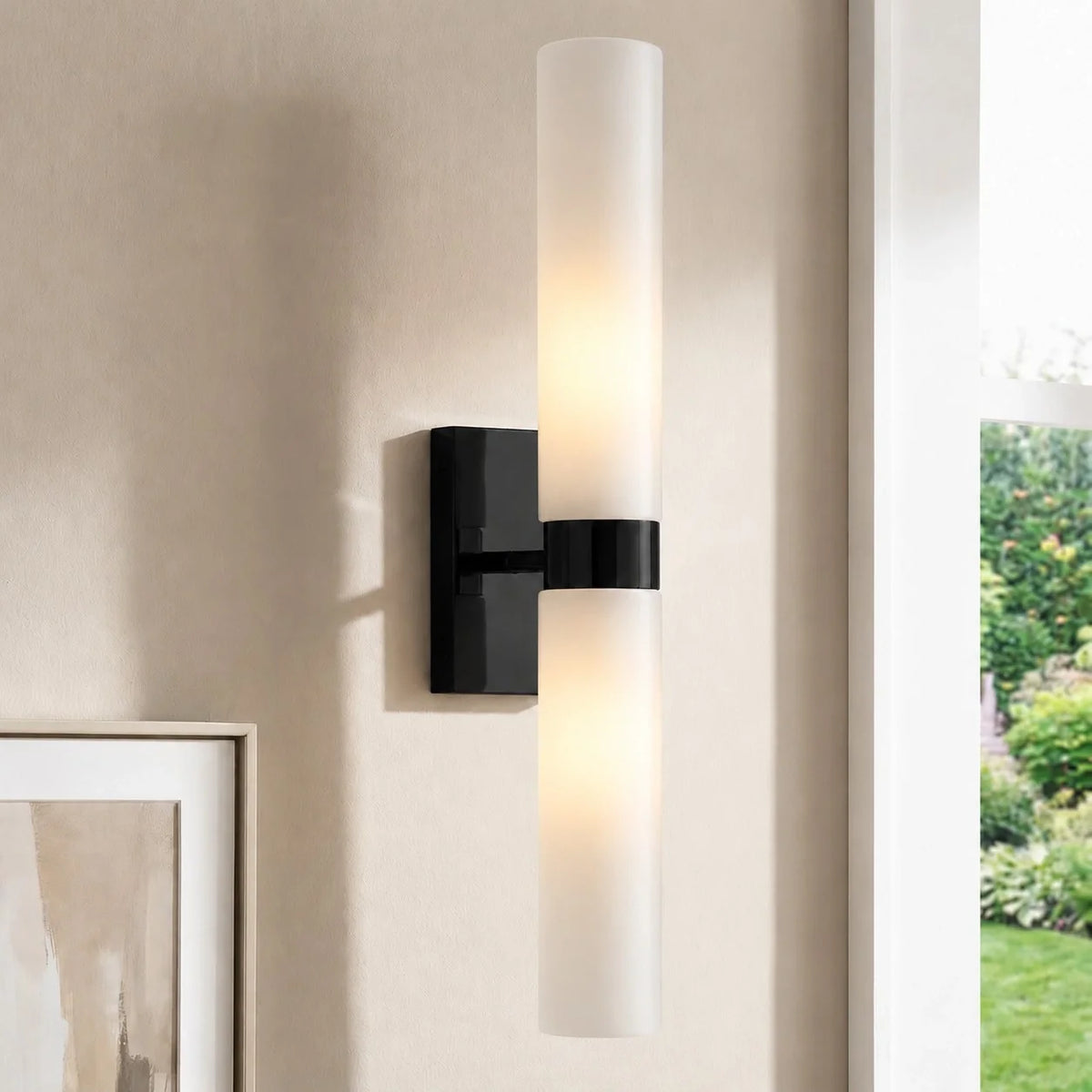 Dani | Alabaster Wall Sconce, Double Tube Bathroom Vanity Light, Modern Brass Wall Light for Bedroom