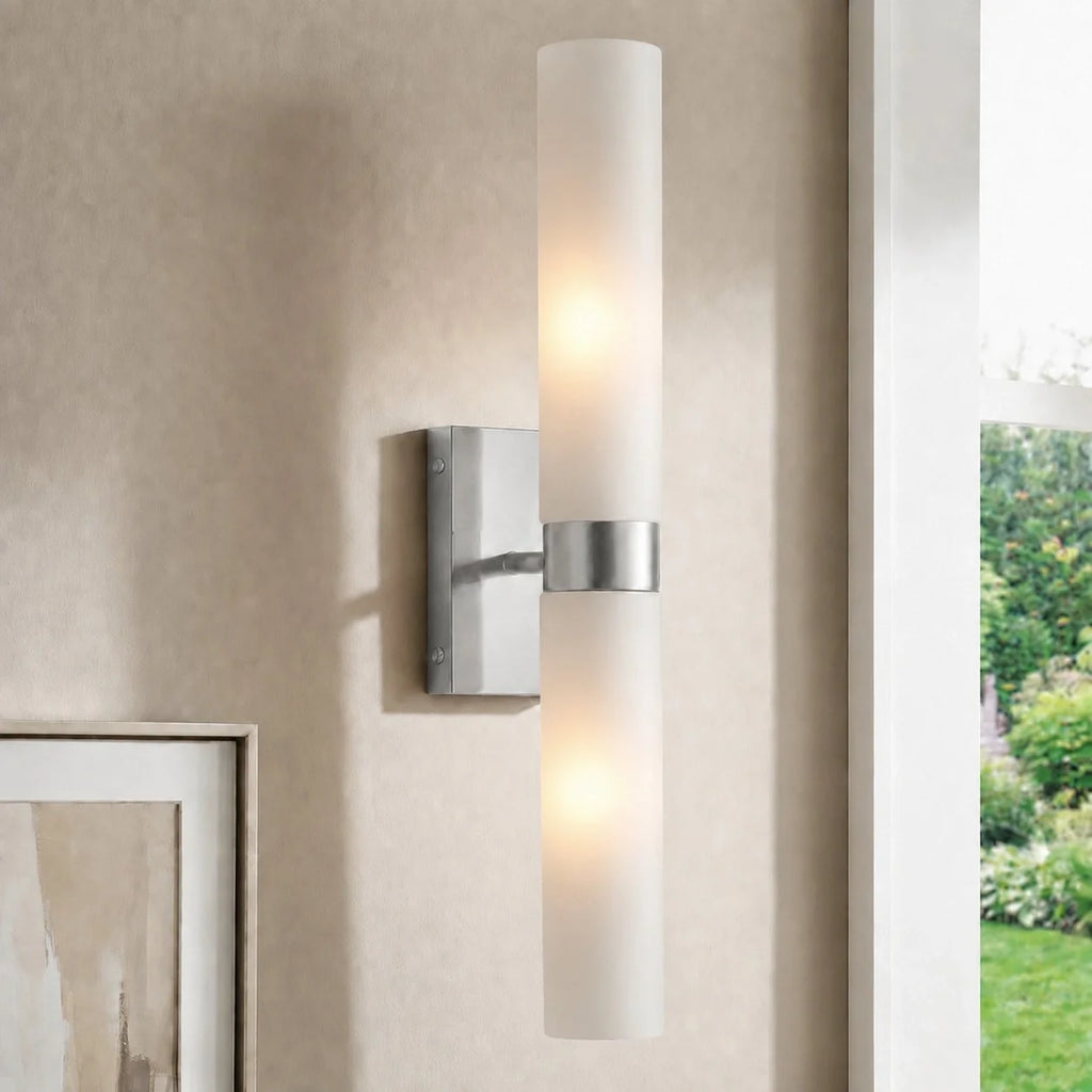 Dani | Alabaster Wall Sconce, Double Tube Bathroom Vanity Light, Modern Brass Wall Light for Bedroom