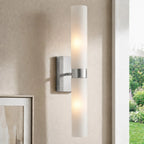 Dani | Alabaster Wall Sconce, Double Tube Bathroom Vanity Light, Modern Brass Wall Light for Bedroom