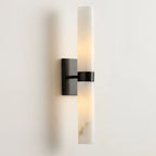 Dani | Alabaster Wall Sconce, Double Tube Bathroom Vanity Light, Modern Brass Wall Light for Bedroom