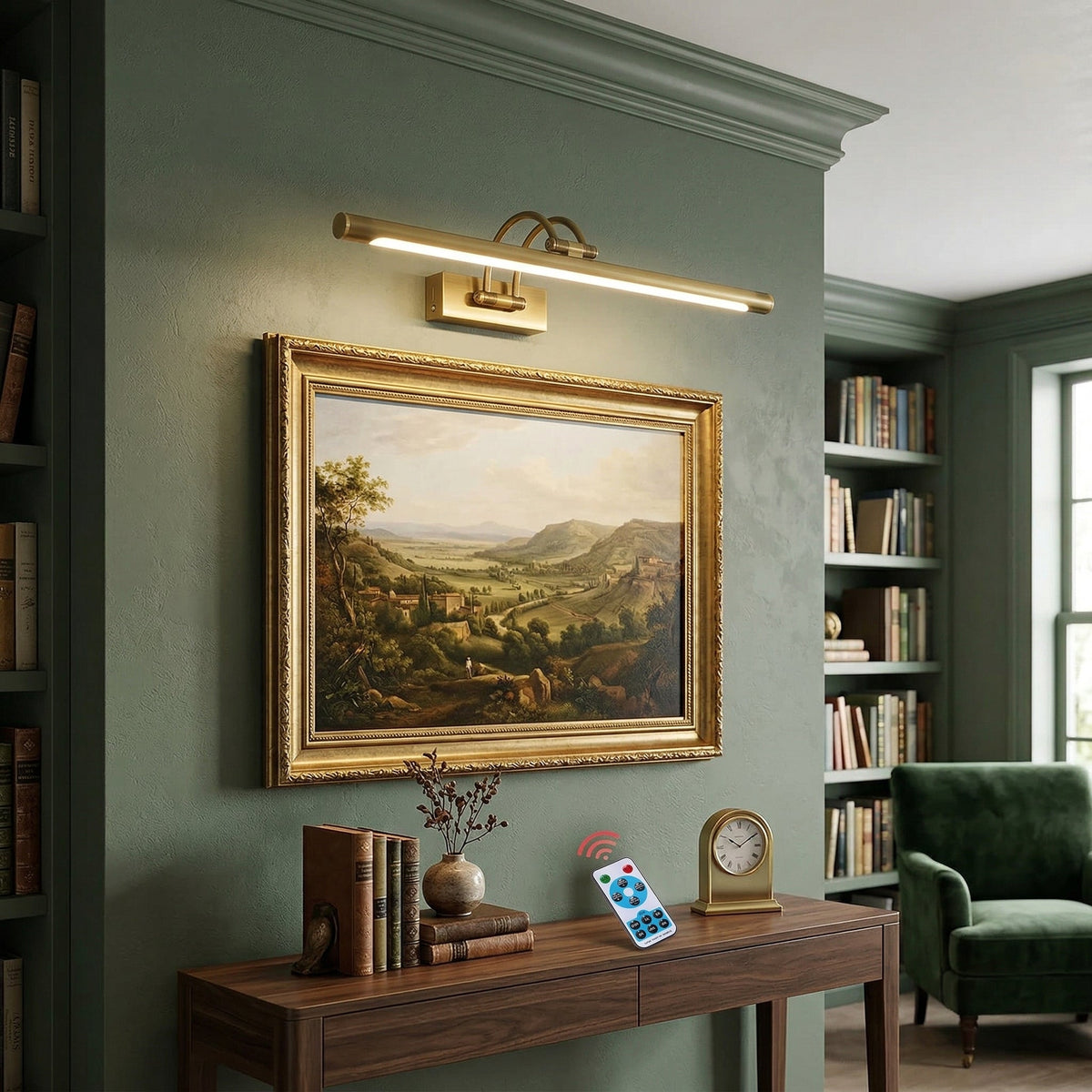 Easel | Rechargeable LED Picture Light with Remote, Brass