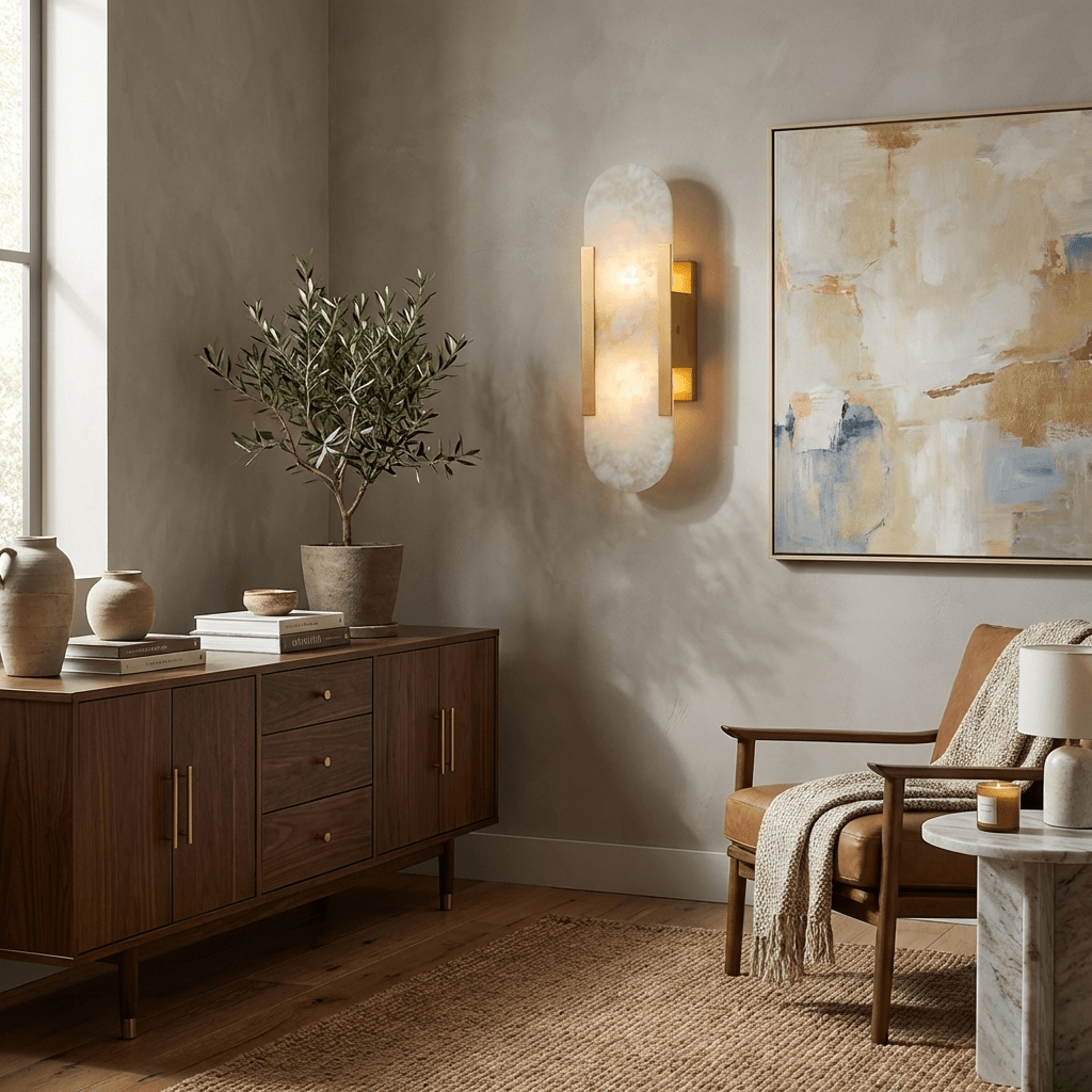 Oblong | Alabaster Wall Sconce, Natural Stone Wall Lamp, Luxury Wall Light for Bedroom and Hallway