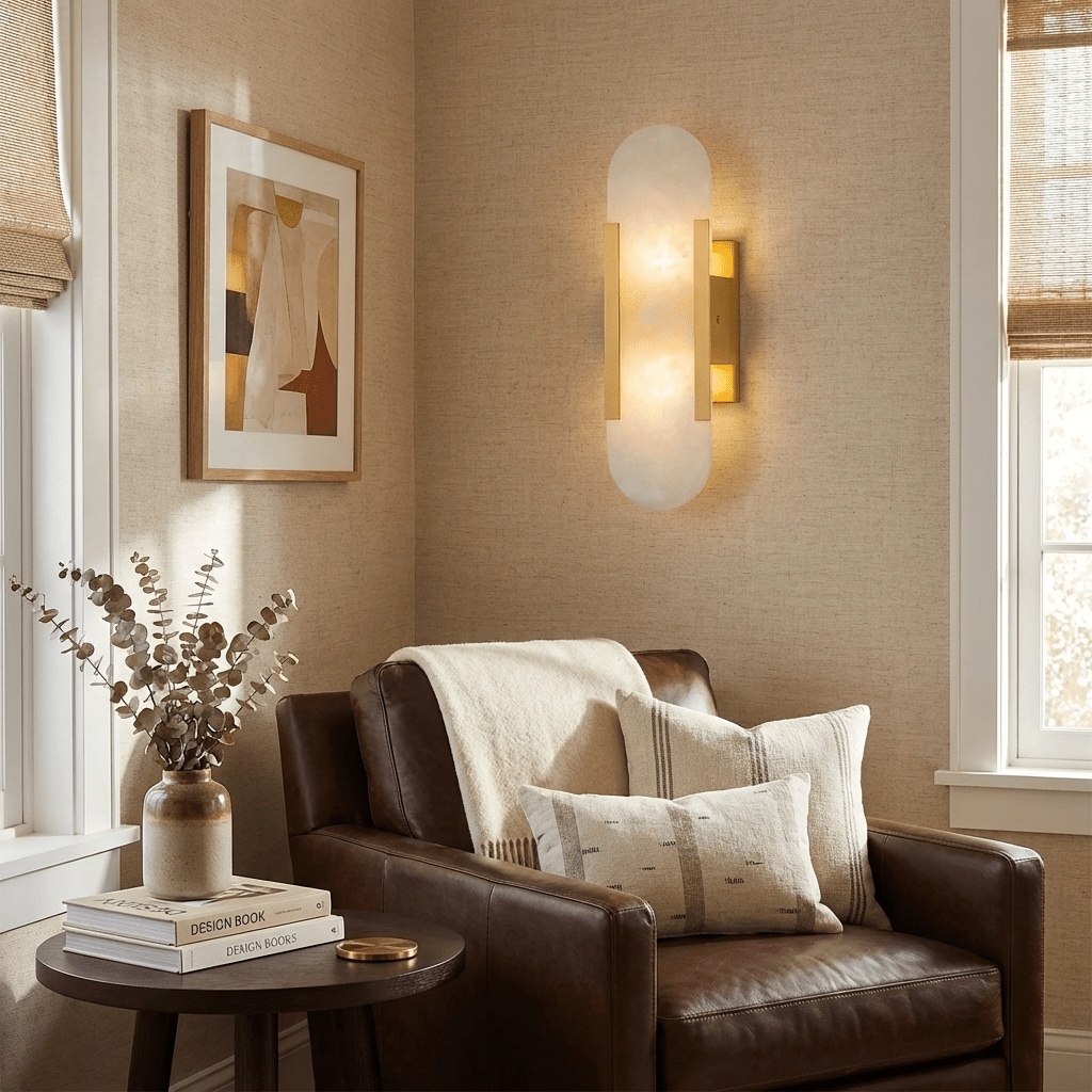 Oblong | Alabaster Wall Sconce, Natural Stone Wall Lamp, Luxury Wall Light for Bedroom and Hallway