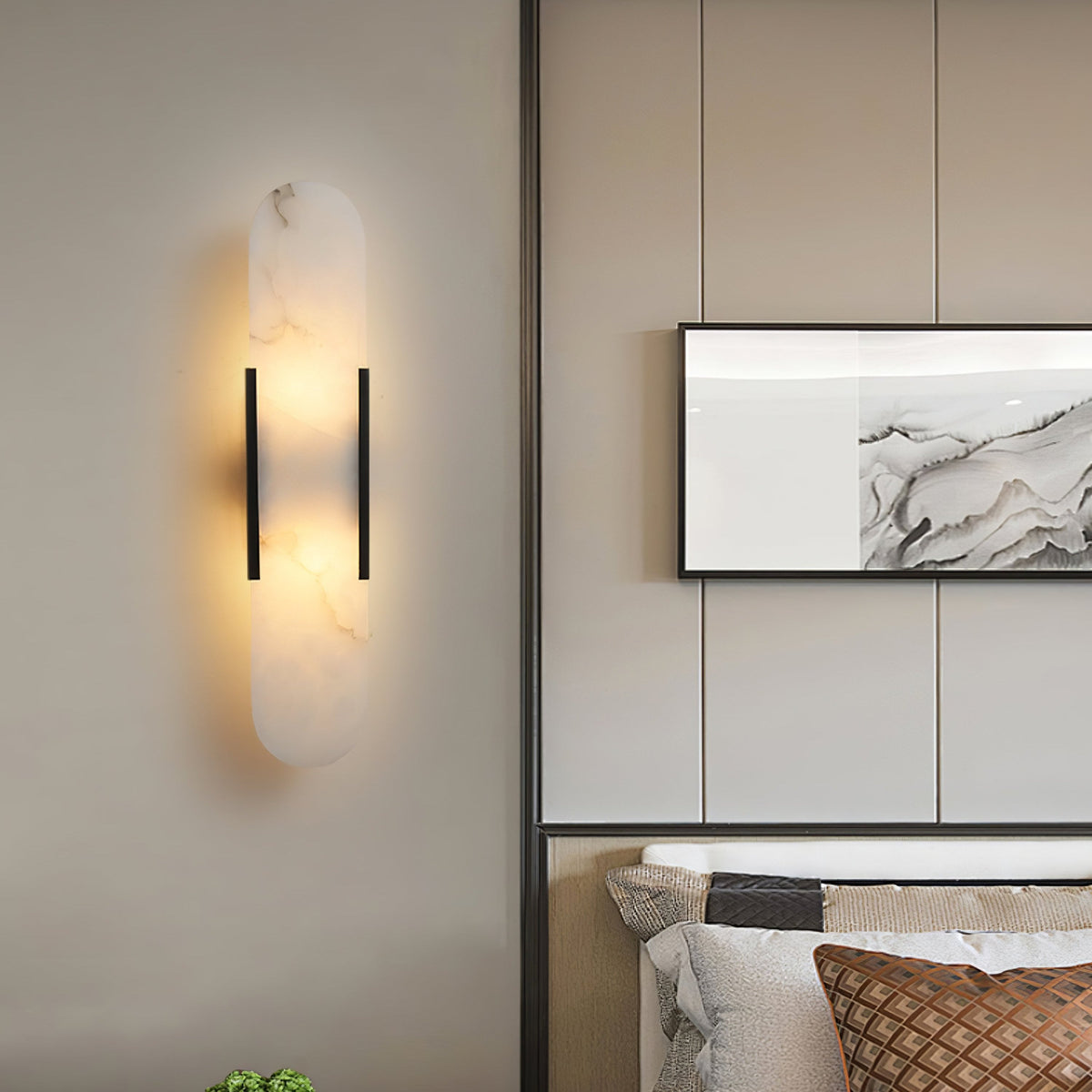 Oblong | Alabaster Wall Sconce, Natural Stone Wall Lamp, Luxury Wall Light for Bedroom and Hallway