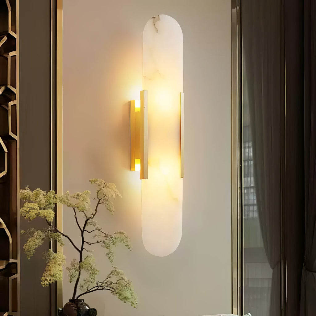 Oblong | Alabaster Wall Sconce, Natural Stone Wall Lamp, Luxury Wall Light for Bedroom and Hallway