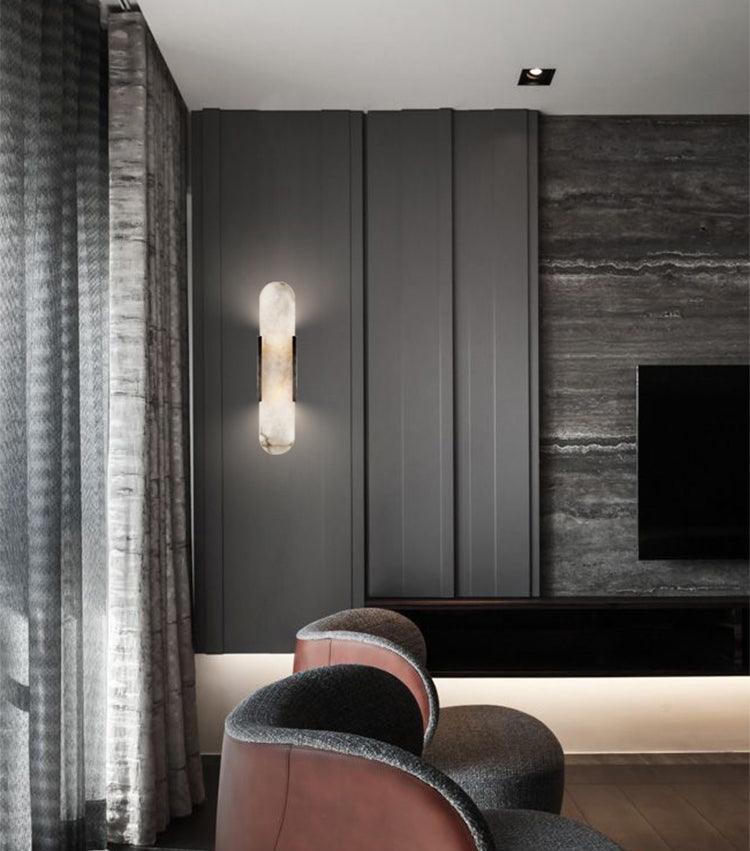 Oblong | Alabaster Wall Sconce, Natural Stone Wall Lamp, Luxury Wall Light for Bedroom and Hallway