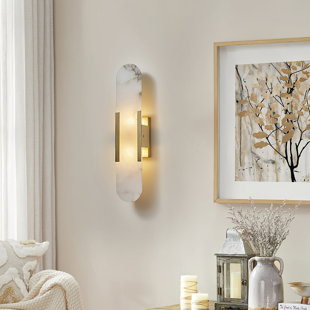 Oblong | Alabaster Wall Sconce, Natural Stone Wall Lamp, Luxury Wall Light for Bedroom and Hallway
