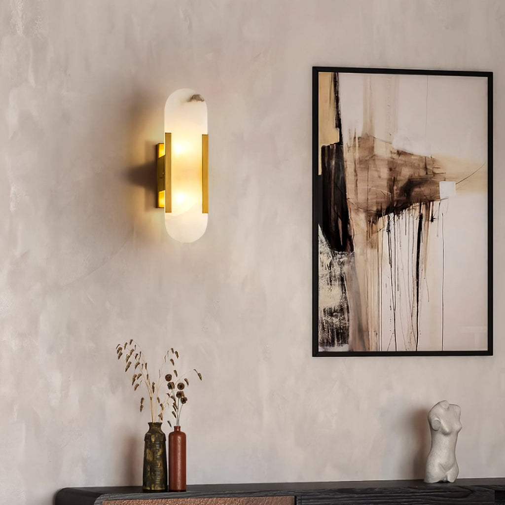 Oblong | Alabaster Wall Sconce, Natural Stone Wall Lamp, Luxury Wall Light for Bedroom and Hallway