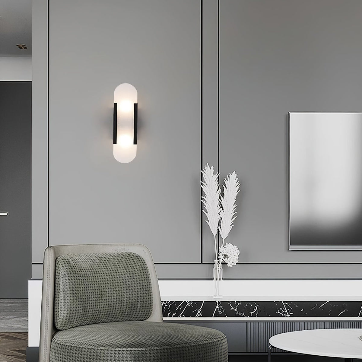 Oblong | Alabaster Wall Sconce, Natural Stone Wall Lamp, Luxury Wall Light for Bedroom and Hallway