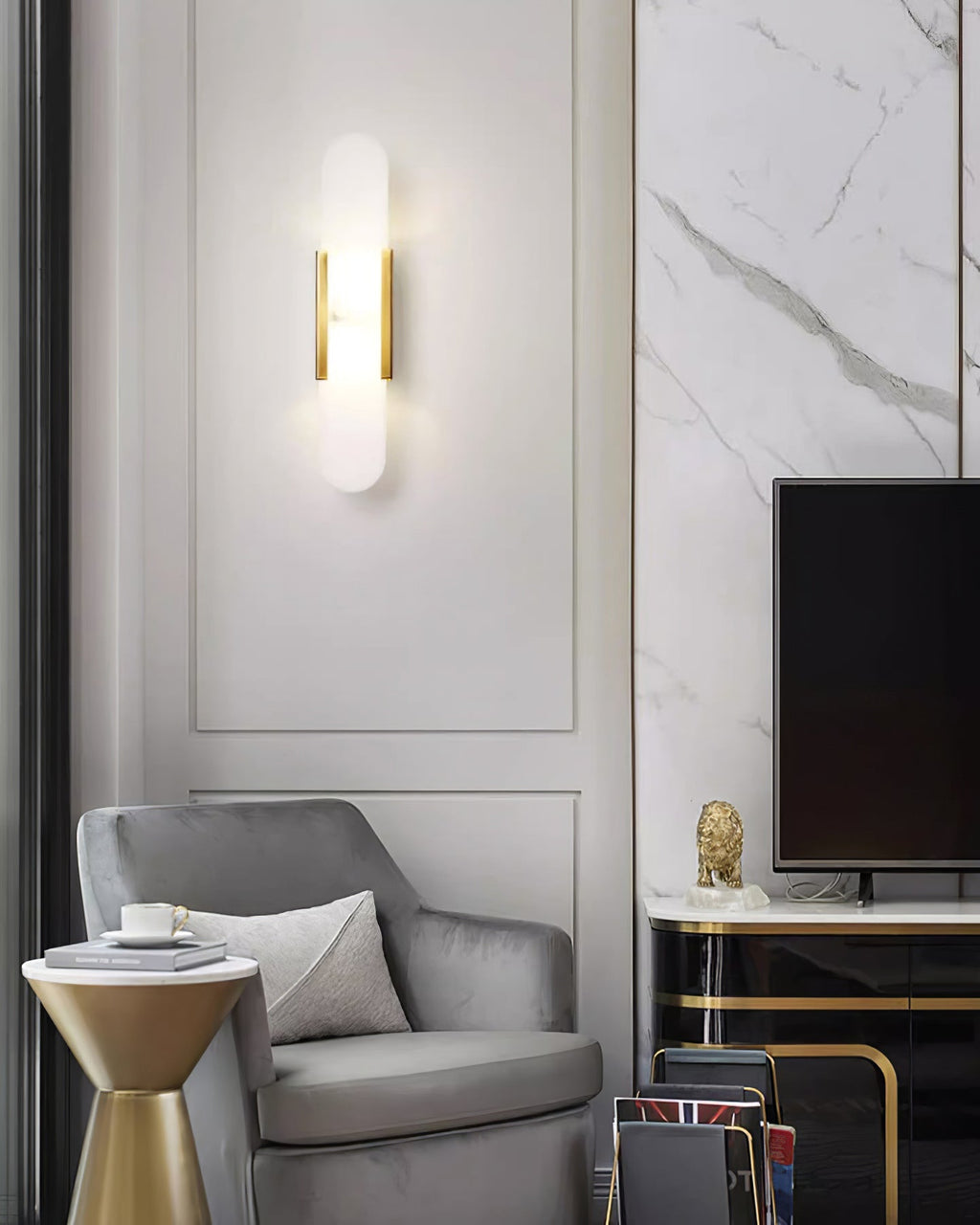 Oblong | Alabaster Wall Sconce, Natural Stone Wall Lamp, Luxury Wall Light for Bedroom and Hallway