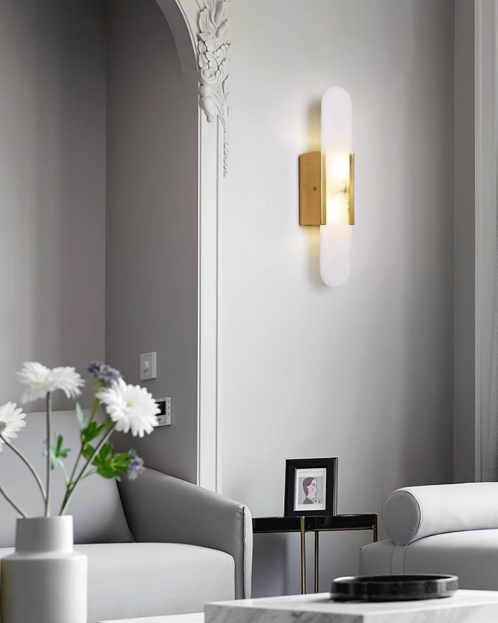 Oblong | Alabaster Wall Sconce, Natural Stone Wall Lamp, Luxury Wall Light for Bedroom and Hallway