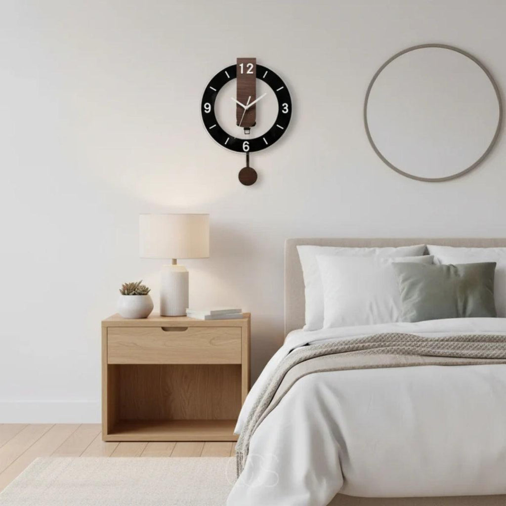 Cadence | Mid Century Pendulum Wall Clock, Silent Modern Retro Clock for Living Room and Hallway