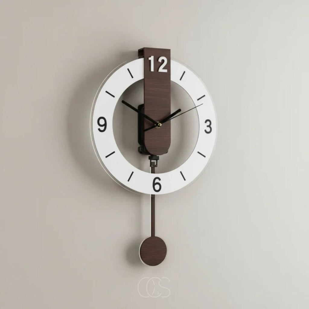 Cadence | Mid Century Pendulum Wall Clock, Silent Modern Retro Clock for Living Room and Hallway
