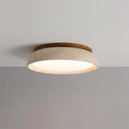 Sabi | Travertine Flush Mount Ceiling Light, Scandinavian LED Stone Ceiling Lamp, Wabi Sabi Low Profile