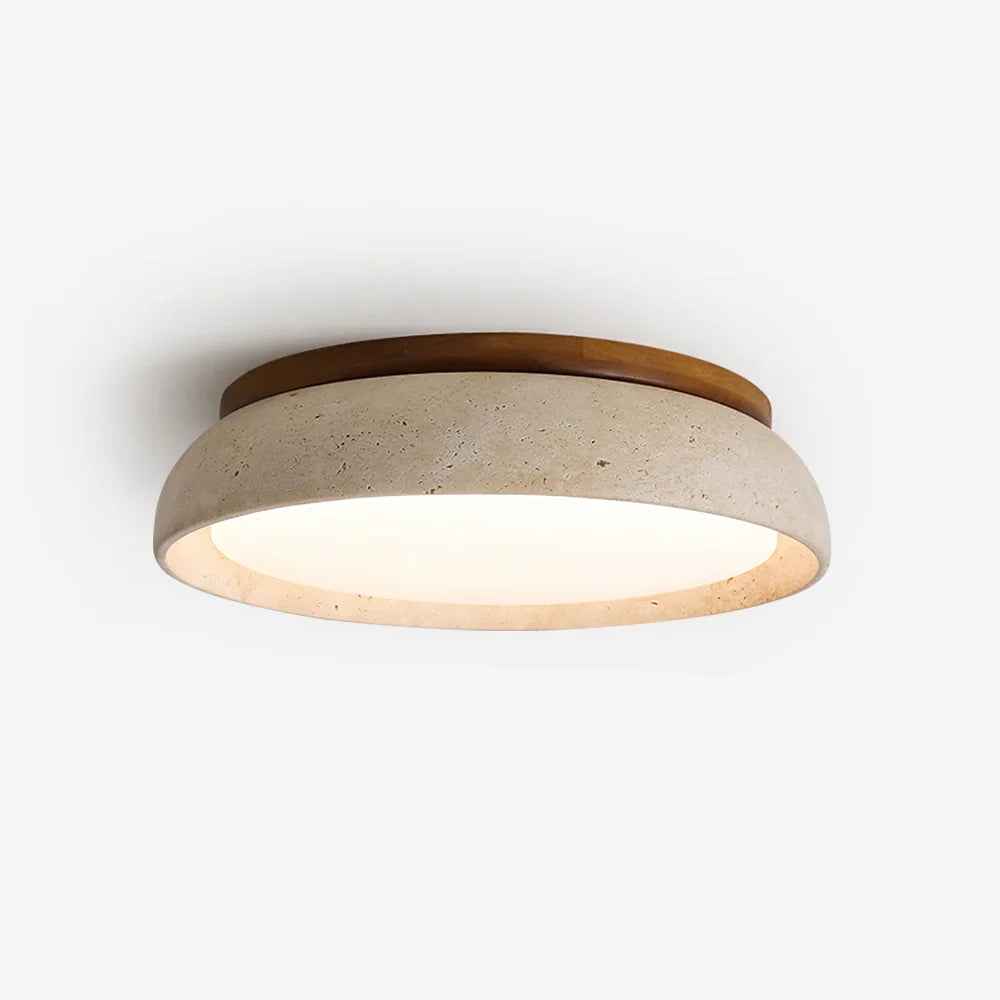 Sabi | Travertine Flush Mount Ceiling Light, Scandinavian LED Stone Ceiling Lamp, Wabi Sabi Low Profile