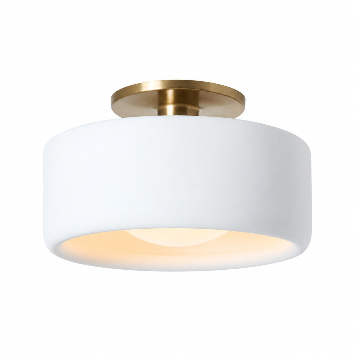 Glaze | Porcelain Semi Flush Mount Ceiling Light, Colorful Ceramic Ceiling Lamp, Modern Brass Fixture