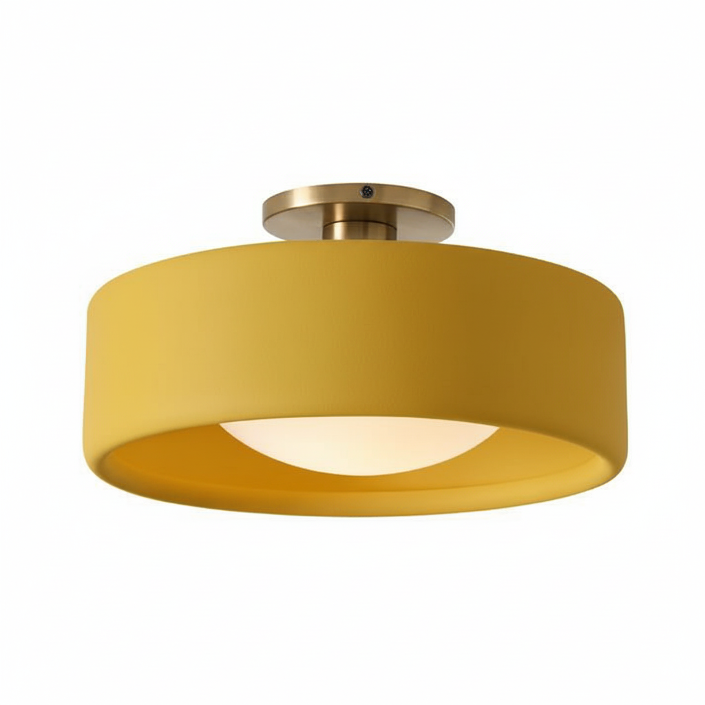 Glaze | Porcelain Semi Flush Mount Ceiling Light, Colorful Ceramic Ceiling Lamp, Modern Brass Fixture