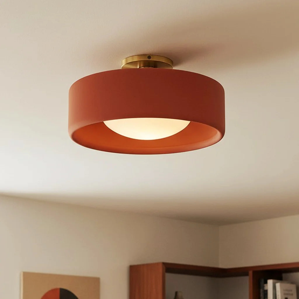Glaze | Porcelain Semi Flush Mount Ceiling Light, Colorful Ceramic Ceiling Lamp, Modern Brass Fixture