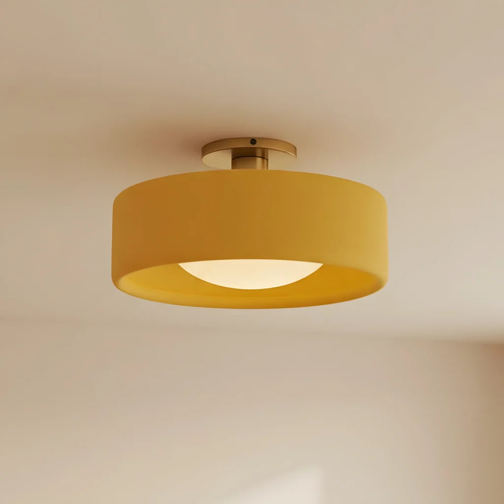 Glaze | Porcelain Semi Flush Mount Ceiling Light, Colorful Ceramic Ceiling Lamp, Modern Brass Fixture