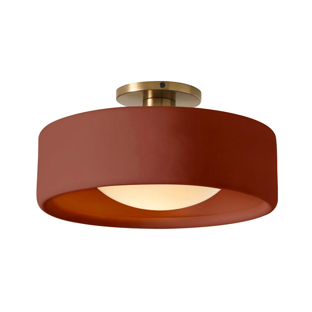 Glaze | Porcelain Semi Flush Mount Ceiling Light, Colorful Ceramic Ceiling Lamp, Modern Brass Fixture