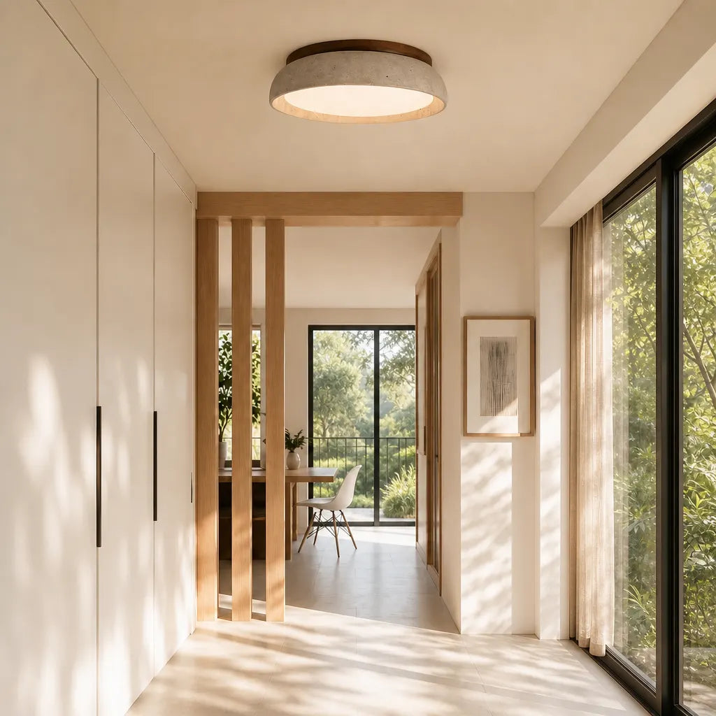 Sabi | Travertine Flush Mount Ceiling Light, Scandinavian LED Stone Ceiling Lamp, Wabi Sabi Low Profile