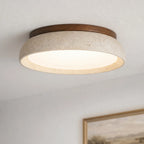Sabi | Travertine Flush Mount Ceiling Light, Scandinavian LED Stone Ceiling Lamp, Wabi Sabi Low Profile