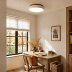 Sabi | Travertine Flush Mount Ceiling Light, Scandinavian LED Stone Ceiling Lamp, Wabi Sabi Low Profile
