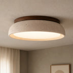 Sabi | Travertine Flush Mount Ceiling Light, Scandinavian LED Stone Ceiling Lamp, Wabi Sabi Low Profile