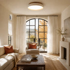 Sabi | Travertine Flush Mount Ceiling Light, Scandinavian LED Stone Ceiling Lamp, Wabi Sabi Low Profile